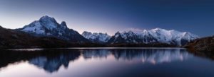 mount-mont-blanc-covered-snow-reflecting-water-evening-chamonix-france